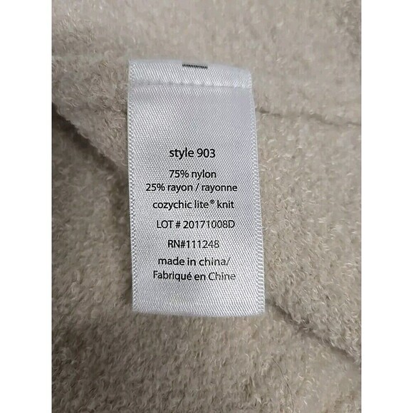 Barefoot Dreams Cozy Chic Lite Island Wrap Cardigan Pockets Cream Beige L/XL - Picture 9 of 9